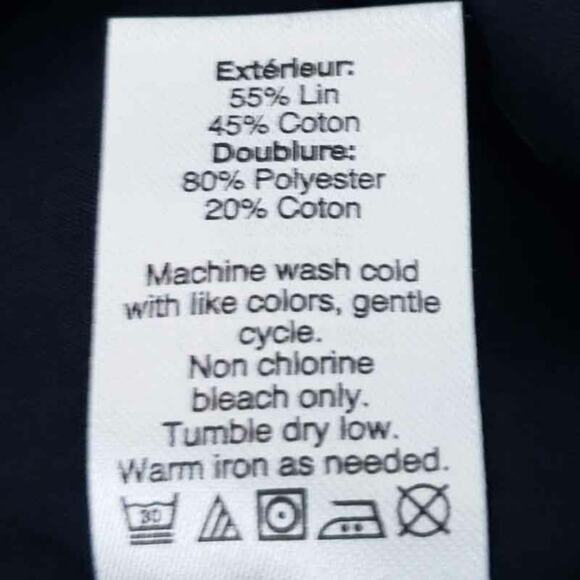 J. Crew Factory Linen Blend Skirt Black, Scallop Hem Size 0, Elastic Waist - Picture 6 of 6